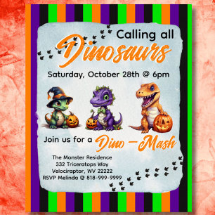 Halloween Dinosaur Dino-Mash Party Invitation  Poster