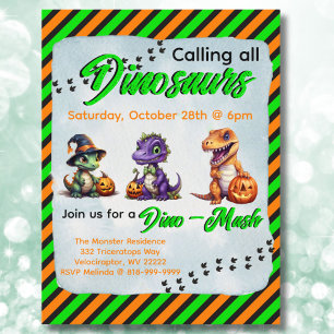 Halloween Dinosaur Dino-Mash Party Postcard