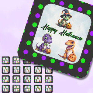Halloween Dinosaur Dino-Mash Party Square Sticker