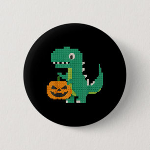 Halloween Dinosaur Pumpkin Master Builder Block Br 6 Cm Round Badge