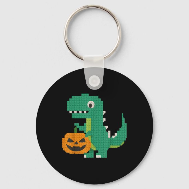 Halloween Dinosaur Pumpkin Master Builder Block Br Key Ring (Front)
