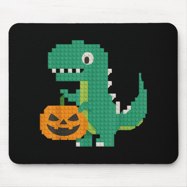 Halloween Dinosaur Pumpkin Master Builder Block Br Mouse Mat (Front)