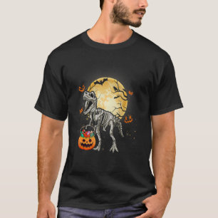 Halloween Dinosaur Rex Skeleton Scary Boys Kids Te T-Shirt