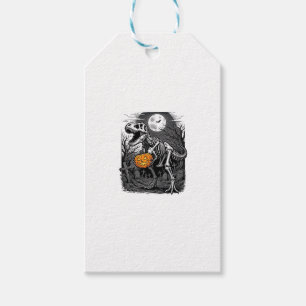Halloween Dinosaur Skeleton Pumpkin Vintage Shirt Gift Tags