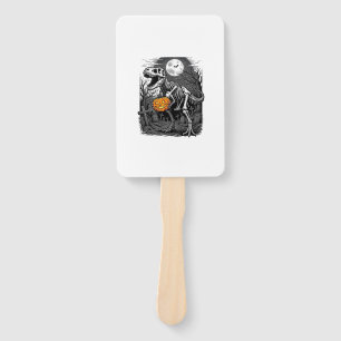 Halloween Dinosaur Skeleton Pumpkin Vintage Shirt Hand Fan