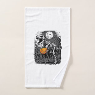 Halloween Dinosaur Skeleton Pumpkin Vintage Shirt Hand Towel