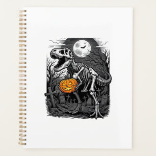 Halloween Dinosaur Skeleton Pumpkin Vintage Shirt Planner