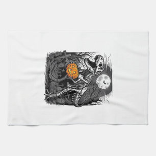 Halloween Dinosaur Skeleton Pumpkin Vintage Shirt Tea Towel