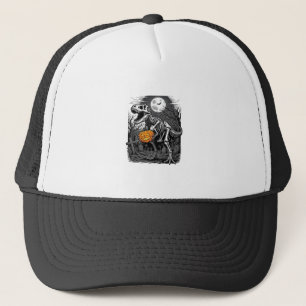 Halloween Dinosaur Skeleton Pumpkin Vintage Shirt Trucker Hat
