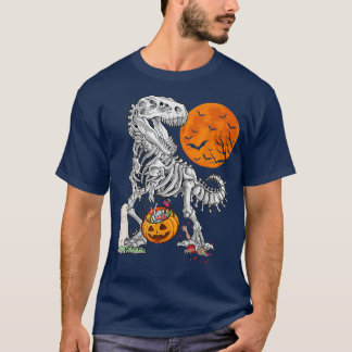 Halloween Dinosaur Skeleton T re Scary Pumpkin Moo T-Shirt