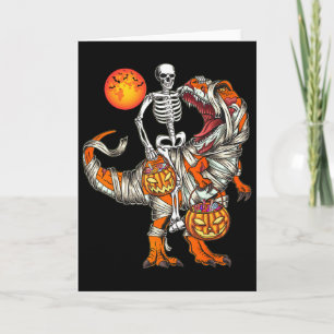 Halloween Dinosaur Skeleton T Rex Scary Pumpkin Mo Card