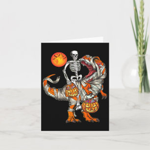 Halloween Dinosaur Skeleton T Rex Scary Pumpkin Mo Card
