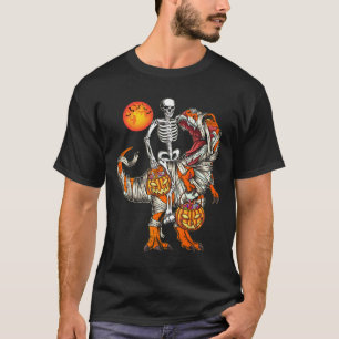 Halloween Dinosaur Skeleton T Rex Scary Pumpkin Mo T-Shirt
