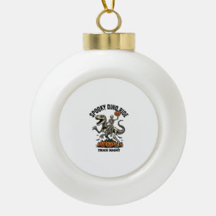 Halloween Dinosaur Skeleton Vintage Trick Ride_1 Ceramic Ball Christmas Ornament