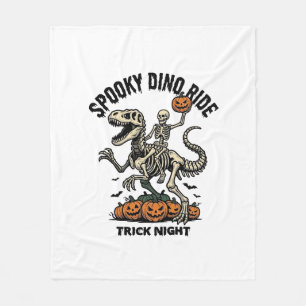 Halloween Dinosaur Skeleton Vintage Trick Ride_1 Fleece Blanket