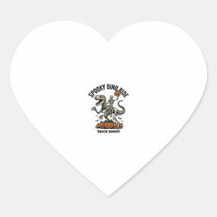 Halloween Dinosaur Skeleton Vintage Trick Ride_1 Heart Sticker
