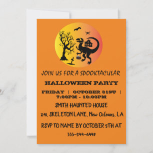 Halloween Dinosaur Spooky T-Rex Halloween Party  Invitation
