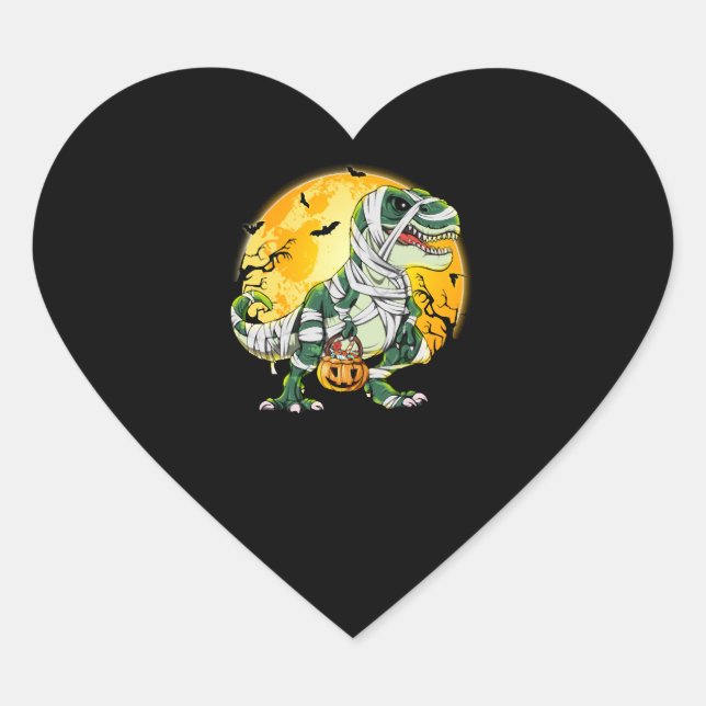 Halloween Dinosaur T rex Mummy Pumpkin Heart Sticker (Front)