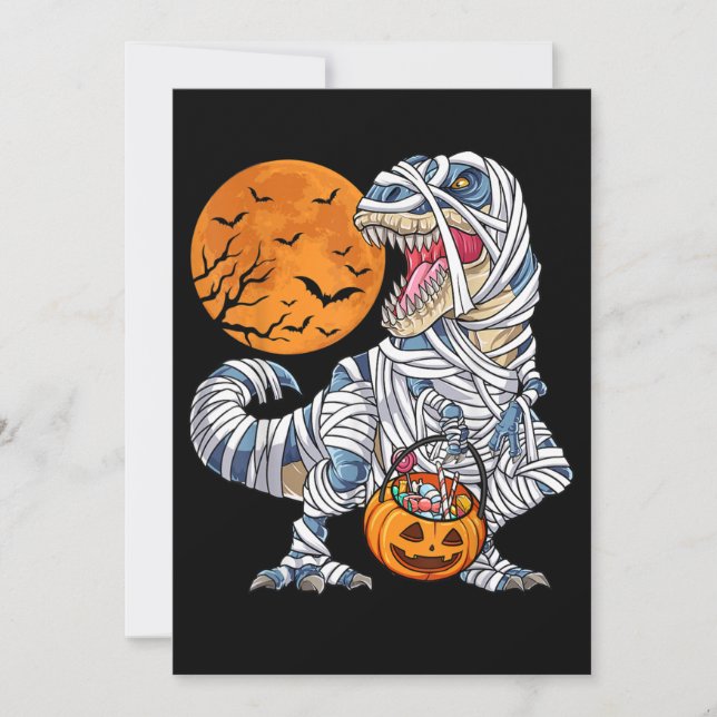Halloween Dinosaur T rex Mummy Pumpkin Invitation (Front)