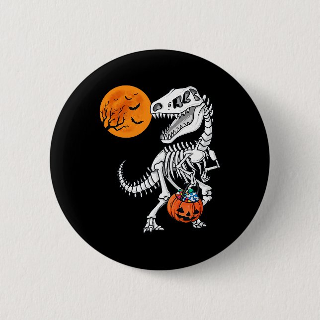 Halloween Dinosaur T Rex Skeleton Scary Boys Kids  6 Cm Round Badge (Front)