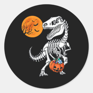 Halloween Dinosaur T Rex Skeleton Scary Boys Kids  Classic Round Sticker