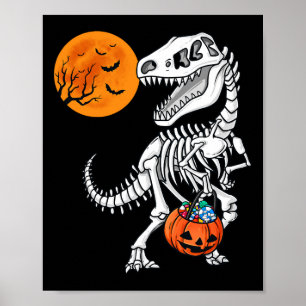 Halloween Dinosaur T Rex Skeleton Scary Boys Kids  Poster