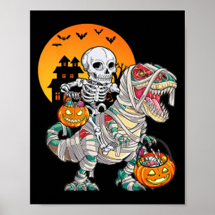 Halloween Dinosaur T Rex Skeleton Scary Boys Kids  Poster