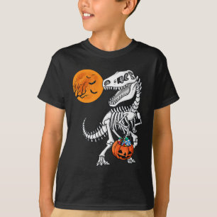 Halloween Dinosaur T Rex Skeleton Scary Boys Kids T-Shirt