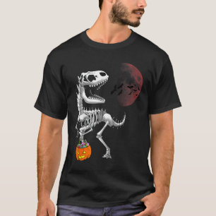 Halloween Dinosaur T Rex Skeleton Scary Boys Kids  T-Shirt