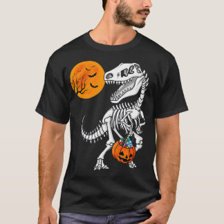 Halloween Dinosaur T Rex Skeleton Scary Boys T-Shirt