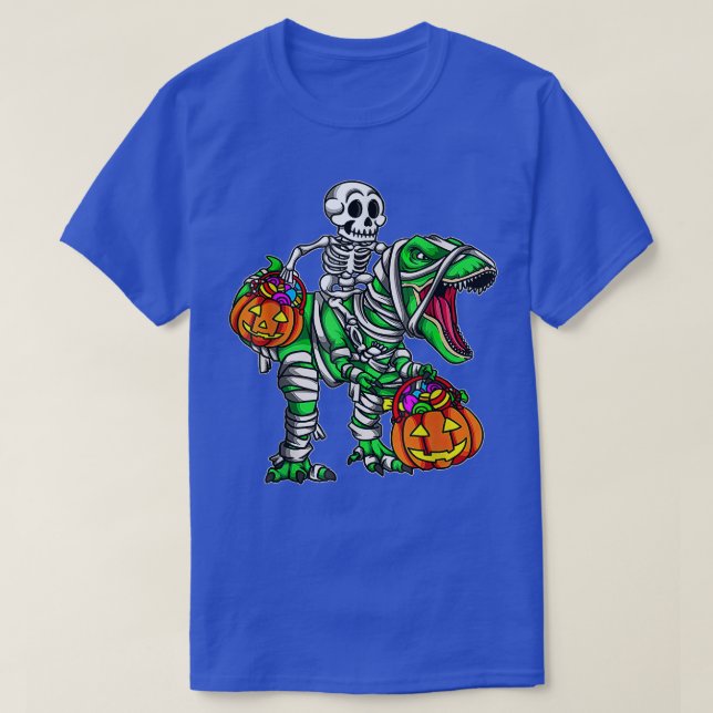 Halloween Dinosaur T Rex Skeleton Scary BoysTeens1 T-Shirt (Design Front)