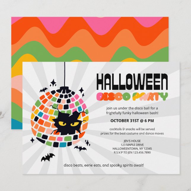 Halloween Disco Ball Party Invitation (Front/Back)