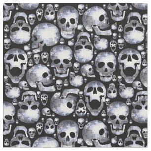 halloween disco mirror ball skulls fabric