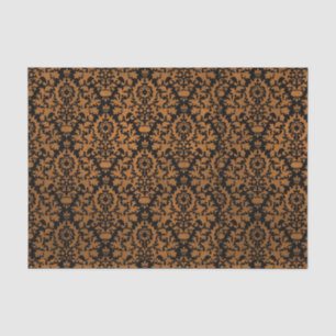 Halloween Distressed Victorian Orange Black Damask Tissue Paper