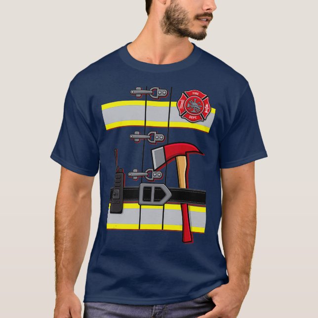 Halloween DIY Firefighter Uniform Costume T-Shirt (Front)