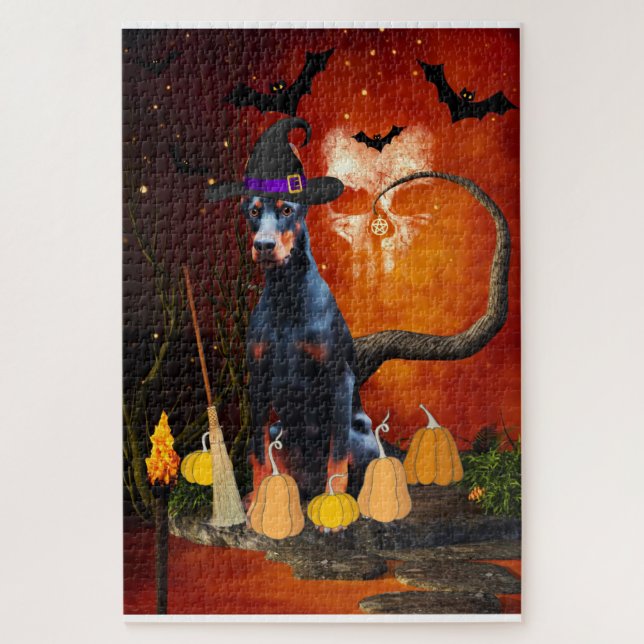 Halloween Doberman Dog Jigsaw Puzzle (Vertical)