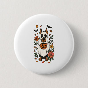 Halloween Doberman Pinscher Flowers 6 Cm Round Badge
