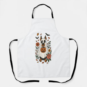 Halloween Doberman Pinscher Flowers Apron