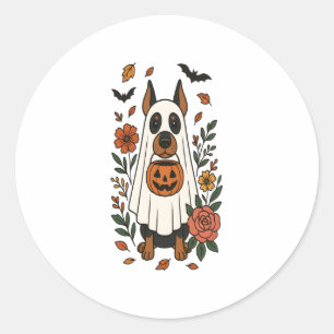 Halloween Doberman Pinscher Flowers Classic Round Sticker