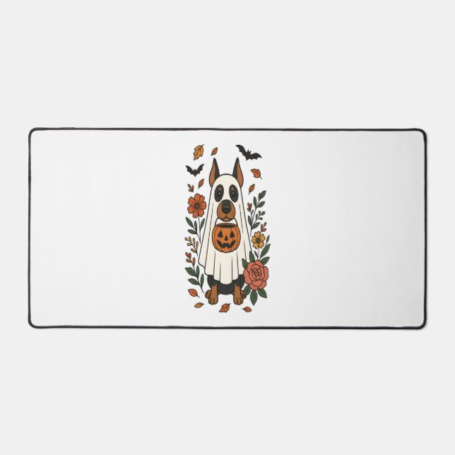 Halloween Doberman Pinscher Flowers Desk Mat (Front)