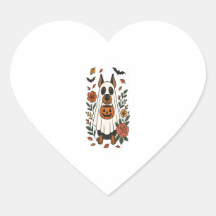 Halloween Doberman Pinscher Flowers Heart Sticker