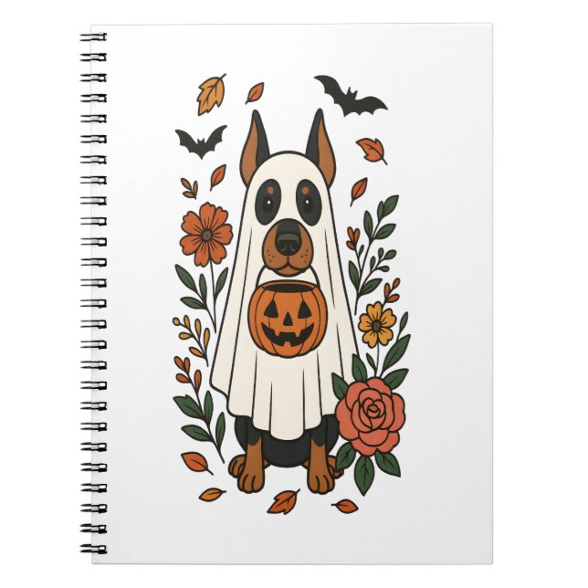 Halloween Doberman Pinscher Flowers Notebook (Front)