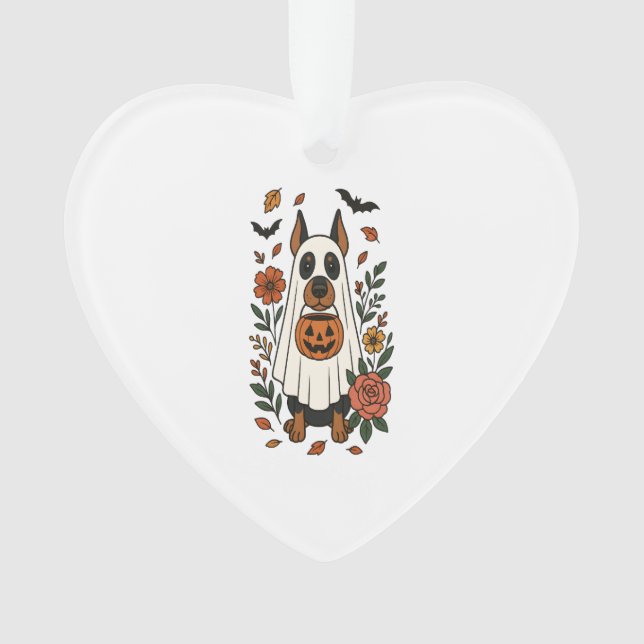 Halloween Doberman Pinscher Flowers Ornament (Front)