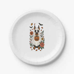 Halloween Doberman Pinscher Flowers Paper Plate