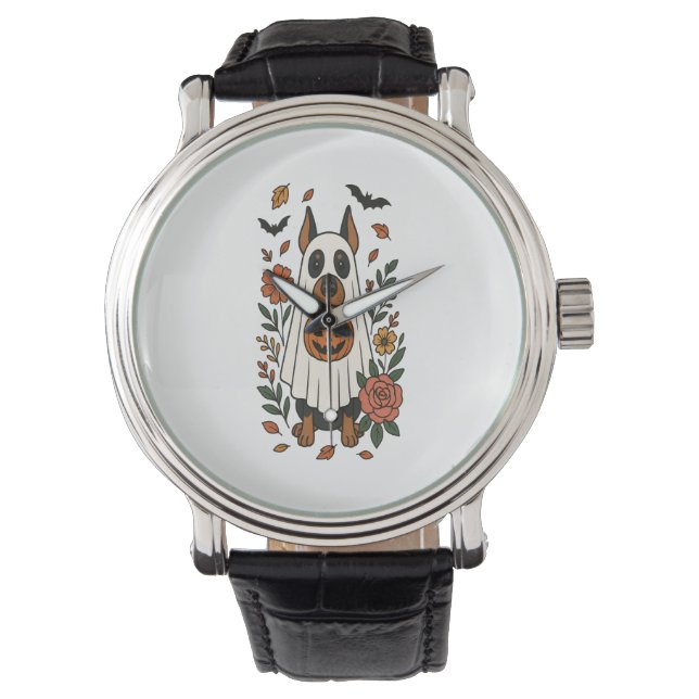 Halloween Doberman Pinscher Flowers Watch (Front)