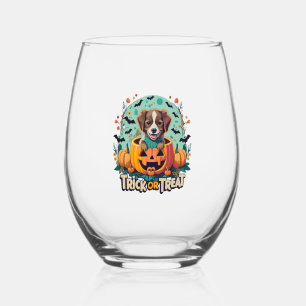 Halloween Dog  1 Stemless Wine Glass