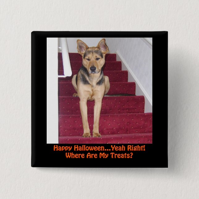 Halloween Dog and No Treats 15 Cm Square Badge (Front)