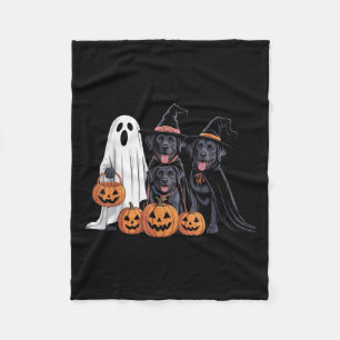 Halloween Dog Black Labrador Lovers Pumpkins Spook Fleece Blanket