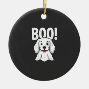 Halloween Dog Boo Cute Puppy Ghost Design Ceramic Tree Decoration