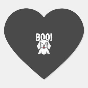 Halloween Dog Boo Cute Puppy Ghost Design Heart Sticker